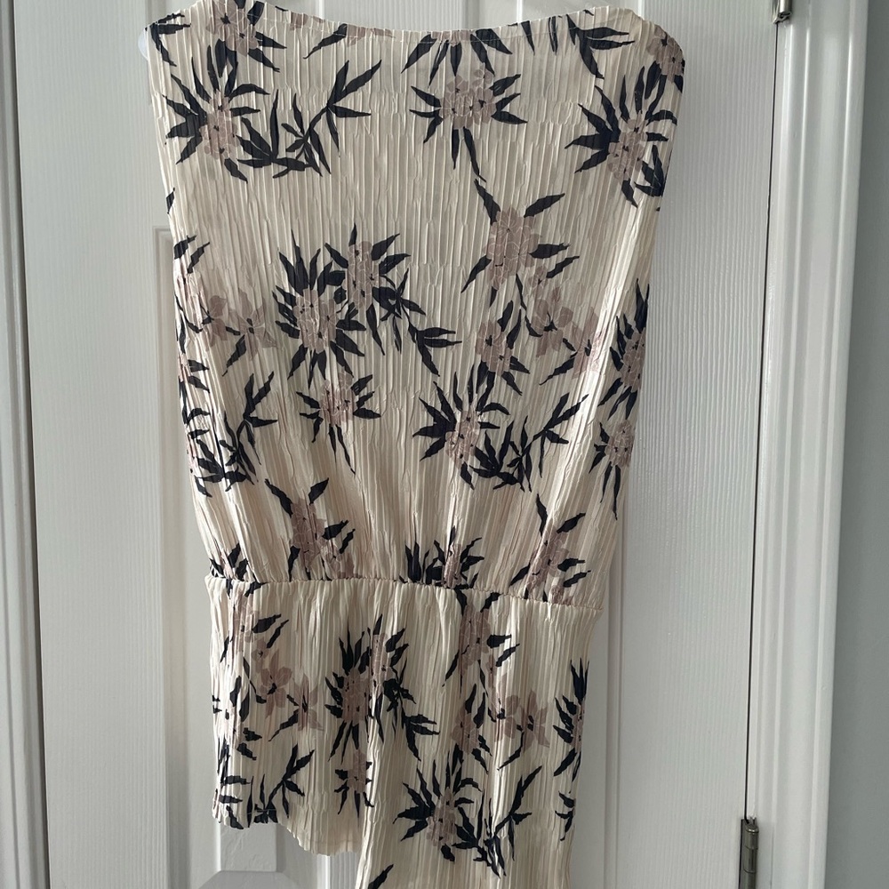 Zara Strapless Cream Romper with Black and Blush Floral Print